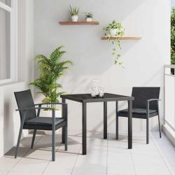 Ensemble de salle &agrave; manger pour jardin 3 pcs Noir et gris