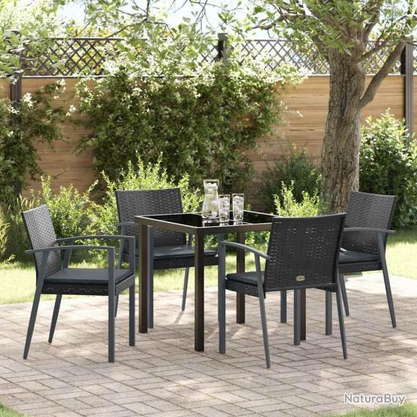 Ensemble de salle � manger pour jardin 5 pcs Noir et gris