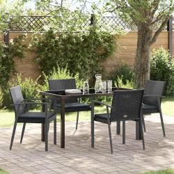 Ensemble de salle &agrave; manger pour jardin 5 pcs Noir et gris
