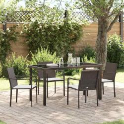 Ensemble de salle &agrave; manger pour jardin 5 pcs Marron et Noir