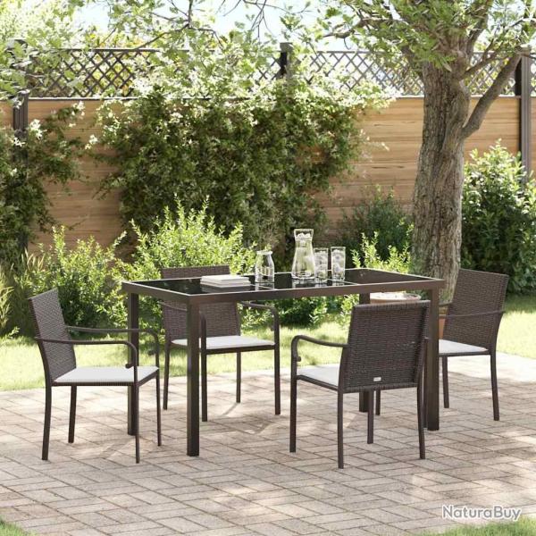 Ensemble de salle � manger pour jardin 5 pcs Marron et Noir