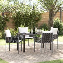 Ensemble de salle &agrave; manger pour jardin 5 pcs Marron et Noir