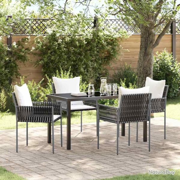 Ensemble de salle � manger pour jardin 5 pcs Marron et Noir