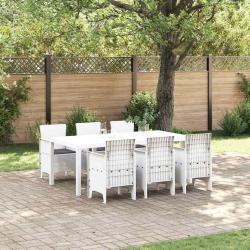 Ensemble de salle &agrave; manger pour jardin 7 pcs Blanc