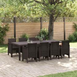Ensemble de salle &agrave; manger pour jardin 9 pcs Marron