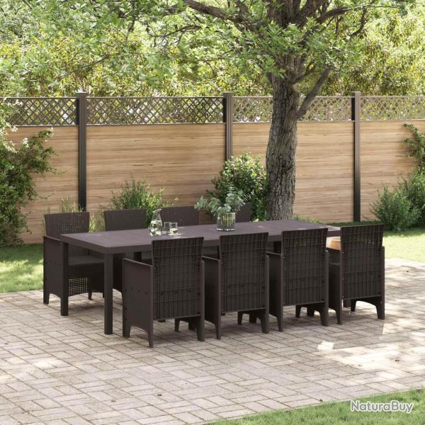 Ensemble de salle � manger pour jardin 9 pcs Marron