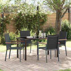 Ensemble de salle &agrave; manger pour jardin 5 pcs Noir