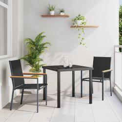 Ensemble de salle &agrave; manger pour jardin 3 pcs Noir