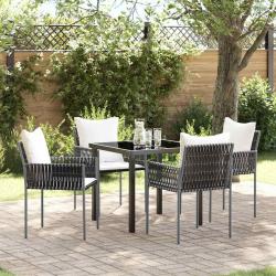 Ensemble de salle &agrave; manger pour jardin 5 pcs Marron et Noir