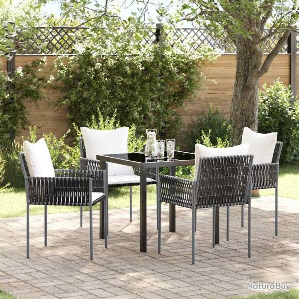 Ensemble de salle � manger pour jardin 5 pcs Marron et Noir