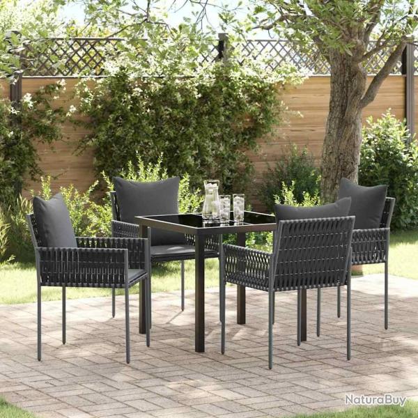 Ensemble de salle � manger pour jardin 5 pcs Noir et gris