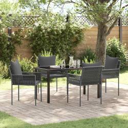Ensemble de salle &agrave; manger pour jardin 5 pcs Noir et gris