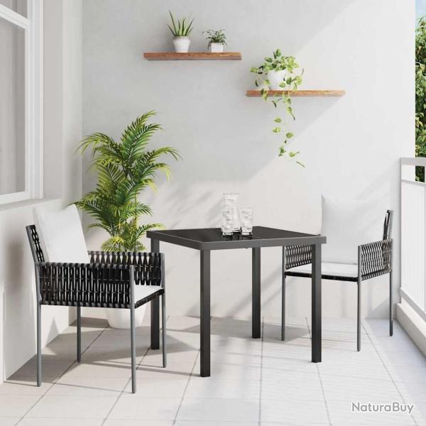 Ensemble de salle � manger pour jardin 3 pcs Marron et Noir
