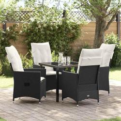 Ensemble de salle &agrave; manger pour jardin 5 pcs Noir polyrotin