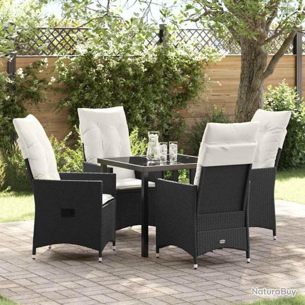 Ensemble de salle � manger pour jardin 5 pcs Noir polyrotin