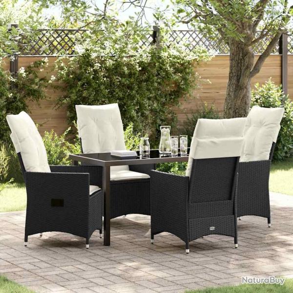Ensemble de salle � manger pour jardin 5 pcs Noir polyrotin