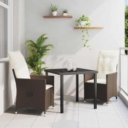 Ensemble de salle &agrave; manger pour jardin 3 pcs Marron polyrotin