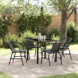 Ensemble de salle &agrave; manger pour jardin 5 pcs Noir