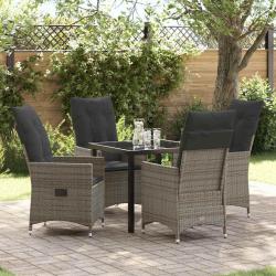 Ensemble de salle &agrave; manger pour jardin 5 pcs Gris polyrotin