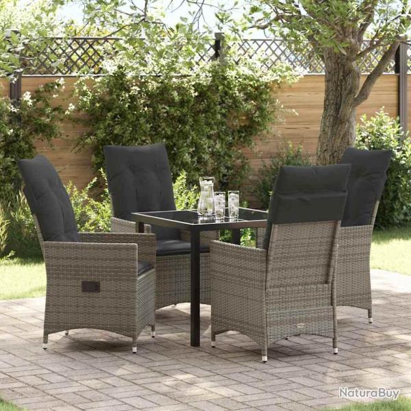 Ensemble de salle � manger pour jardin 5 pcs Gris polyrotin