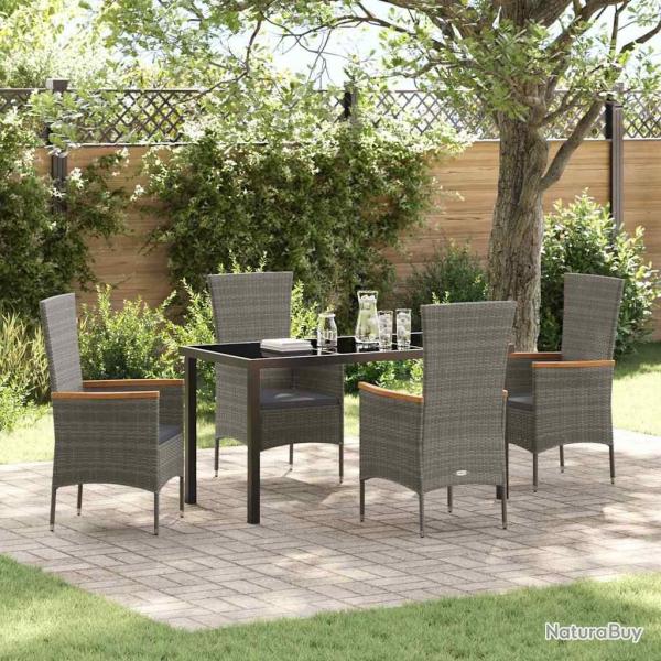 Ensemble de salle � manger pour jardin avec coussin 5 pcs Gris