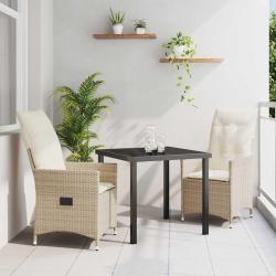 Ensemble de salle &agrave; manger pour jardin 3 pcs Beige polyrotin