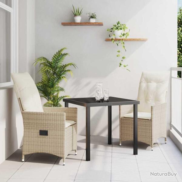Ensemble de salle � manger pour jardin 3 pcs Beige polyrotin