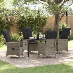 Ensemble de salle &agrave; manger pour jardin 5 pcs Gris polyrotin
