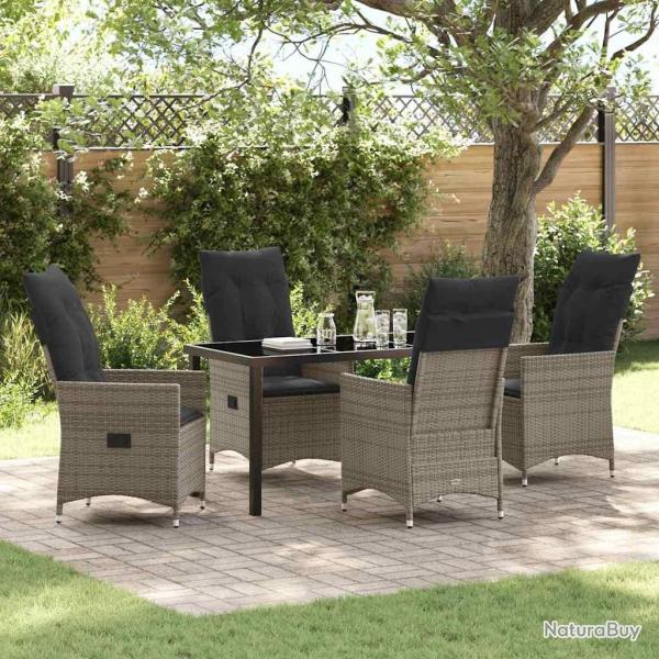 Ensemble de salle � manger pour jardin 5 pcs Gris polyrotin