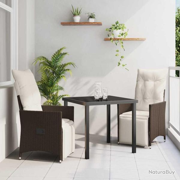 Ensemble de salle � manger pour jardin 3 pcs Marron polyrotin