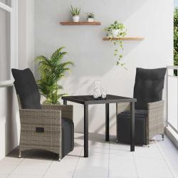 Ensemble de salle &agrave; manger pour jardin 3 pcs Gris polyrotin