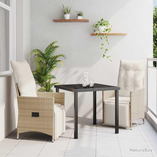 Ensemble de salle � manger pour jardin 3 pcs Beige polyrotin