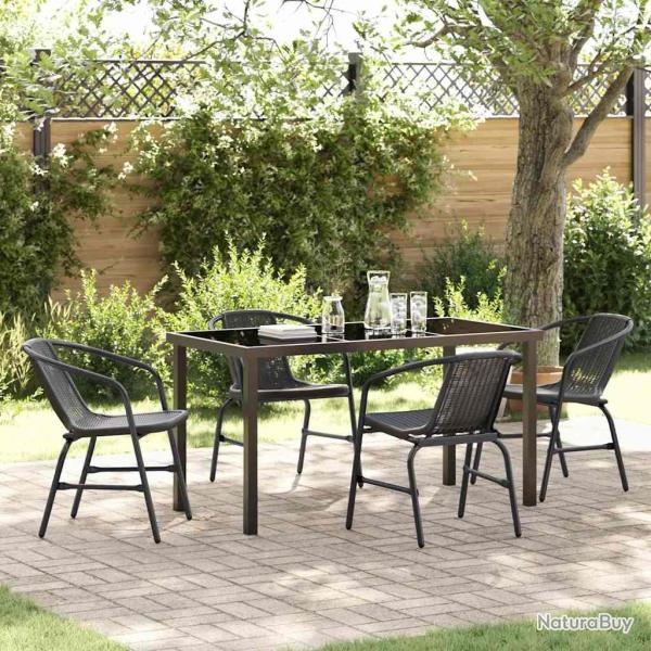 Ensemble de salle � manger pour jardin 5 pcs Noir
