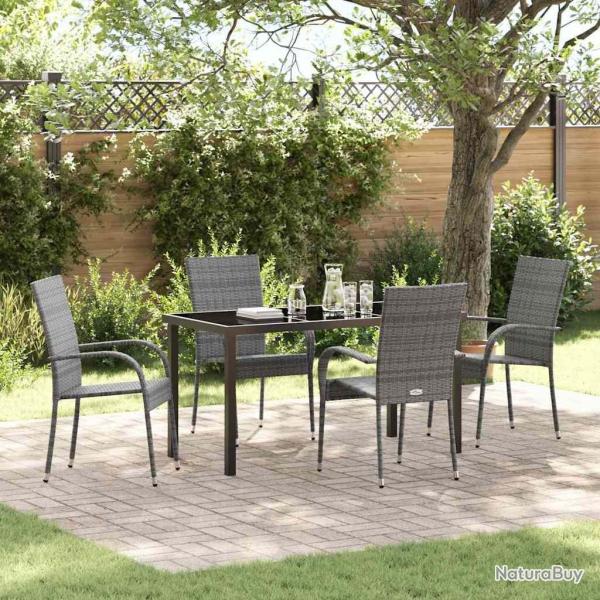 Ensemble de salle � manger pour jardin 5 pcs Gris