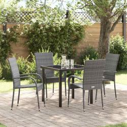 Ensemble de salle &agrave; manger pour jardin 5 pcs Gris