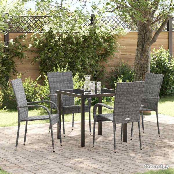 Ensemble de salle � manger pour jardin 5 pcs Gris