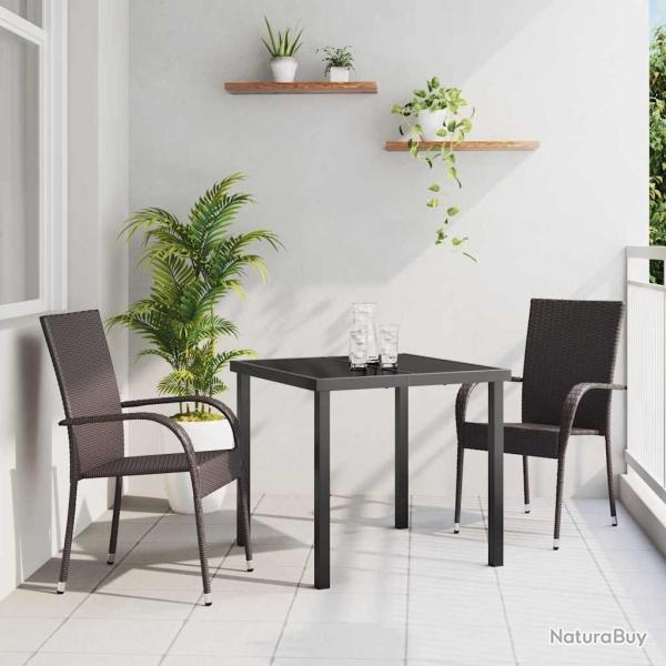 Ensemble de salle � manger pour jardin 3 pcs Marron