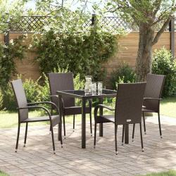 Ensemble de salle &agrave; manger pour jardin 5 pcs Marron