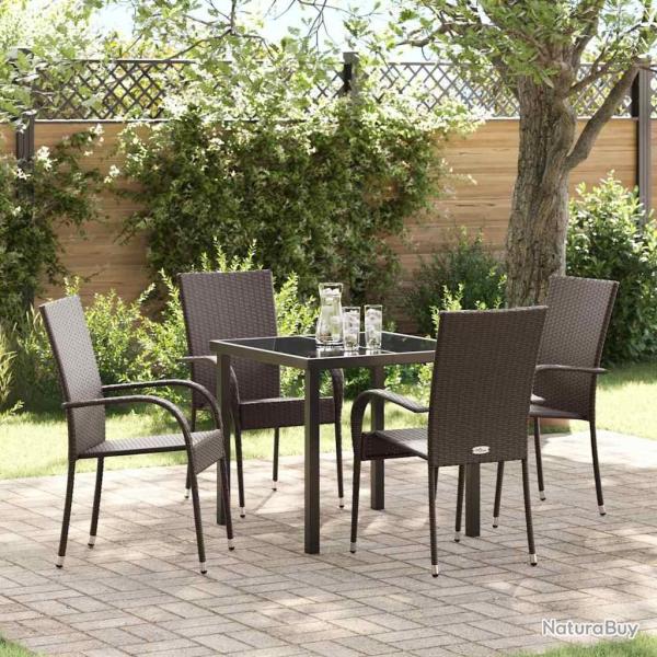 Ensemble de salle � manger pour jardin 5 pcs Marron