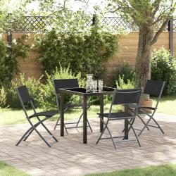 Ensemble de salle &agrave; manger pour jardin 5 pcs Noir
