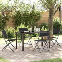 Ensemble de salle &agrave; manger pour jardin 5 pcs Noir
