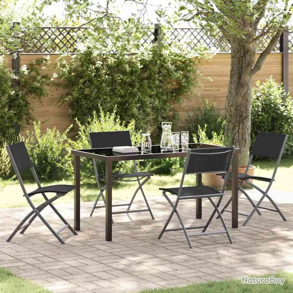 Ensemble de salle � manger pour jardin 5 pcs Noir