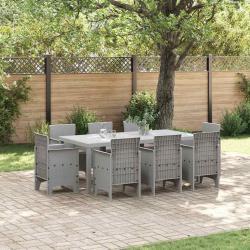 Ensemble de salle &agrave; manger pour jardin 9 pcs Gris clair