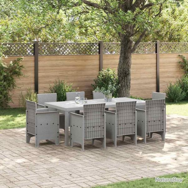 Ensemble de salle � manger pour jardin 9 pcs Gris clair