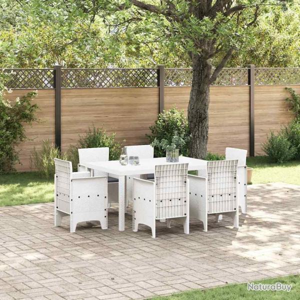 Ensemble de salle � manger pour jardin 7 pcs Blanc Rattan Polt