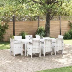 Ensemble de salle &agrave; manger pour jardin 9 pcs Blanc