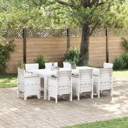 Ensemble de salle &agrave; manger pour jardin 9 pcs Blanc