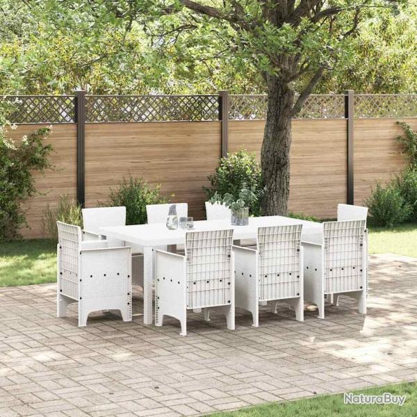 Ensemble de salle � manger pour jardin 9 pcs Blanc