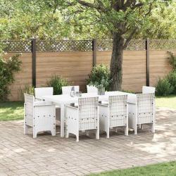 Ensemble de salle &agrave; manger pour jardin 9 pcs Blanc