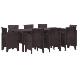 Ensemble de salle &agrave; manger pour jardin 9 pcs Marron